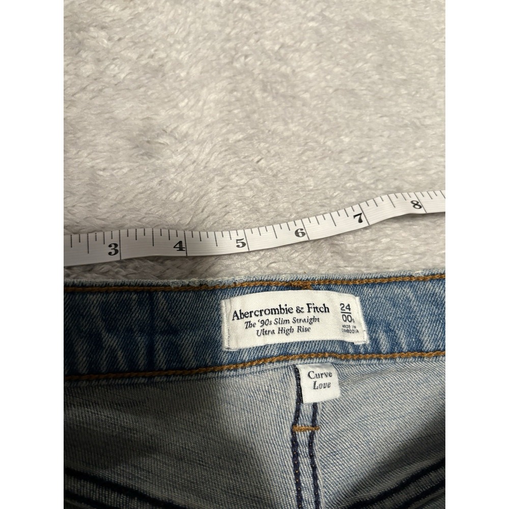 Abercrombie & Fitch 90s Slim Straight Ultra High Rise Jeans Size 24 00R Pants St - Picture 7 of 11